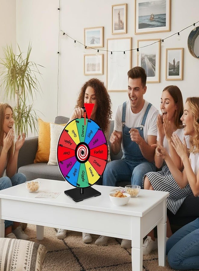 Klvied 12 Inch Prize Wheel, 12 Slot Tabletop Color Spinning Wheel, Carnival Spin Wheel with Dry Erase Markers and Eraser for Trade Show, Fortune Spin Game - Image 2